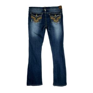 Wallflower Lucious Curvy Skinny Bootcut Heavy Stitch Flap Pocket Jeans - Long